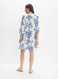 Printed Elbow Sleeve Dress