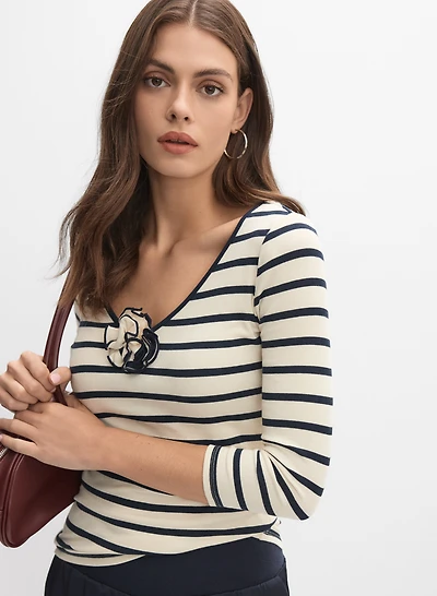 Stripe V-Neck Top