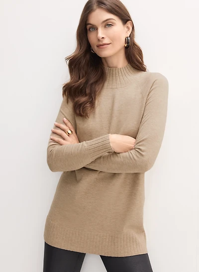 Mock Neck Rib Knit Sweater
