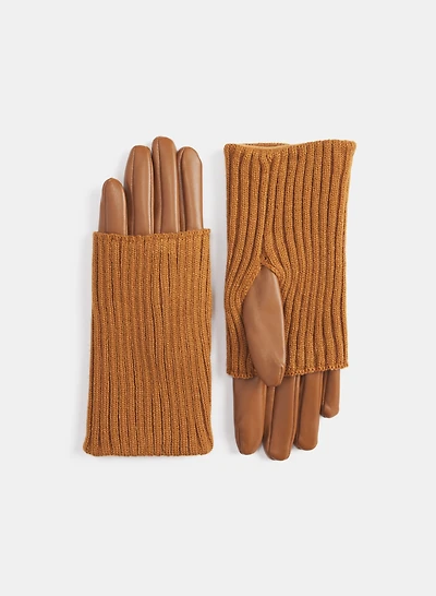 Gants à empiècement en tricot
