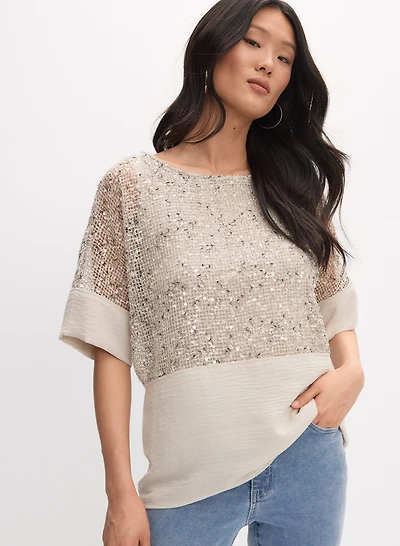 Joseph Ribkoff - Sequined Mesh Blouse