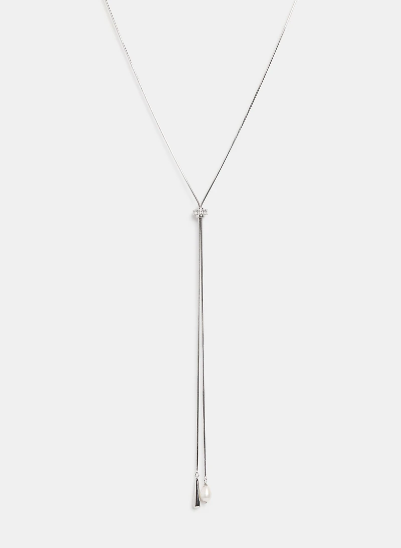 Pearl Drop Bolo Necklace