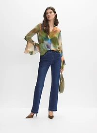 Abstract Bell Sleeve Blouse