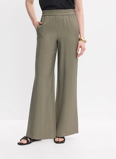 Wide-Leg Crinkle Pants