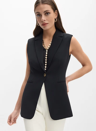 Veste sans manches à revers cranté