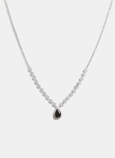 Collier en cristaux à pendentif goutte d'eau 