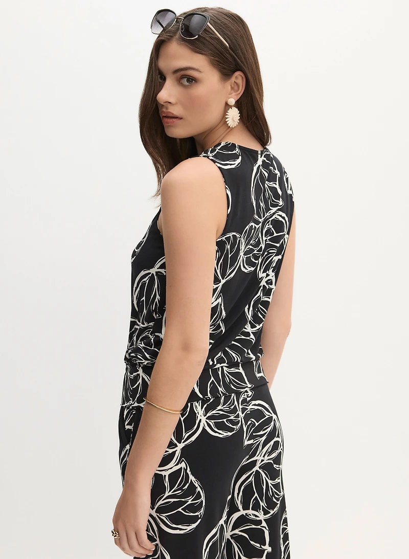 Graphic Leaf Print Top