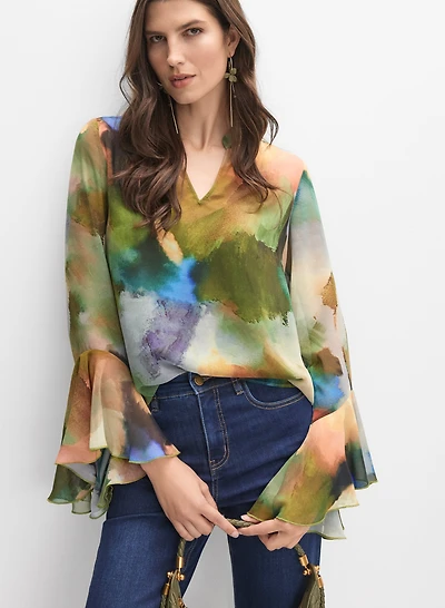 Blouse en chiffon à motifs abstraits