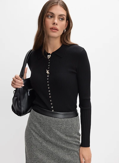 Cardigan illusion boutonné