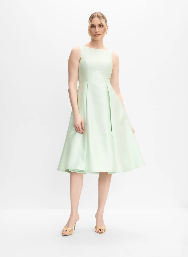 Adrianna Papell - Satin Box Pleat Dress