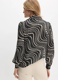 Mixed Dot Print Blouse