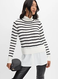 Pull trompe-l'oeil à rayures