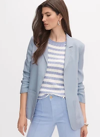 Open Linen-Blend Blazer