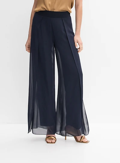 Pantalon à jambe large en chiffon