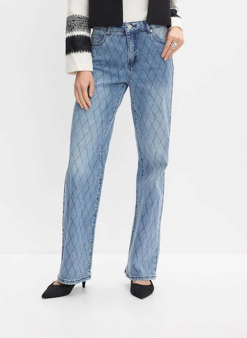 Jean à motif de diamants