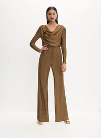Glitter Knit Cowl Neck Jumpsuit