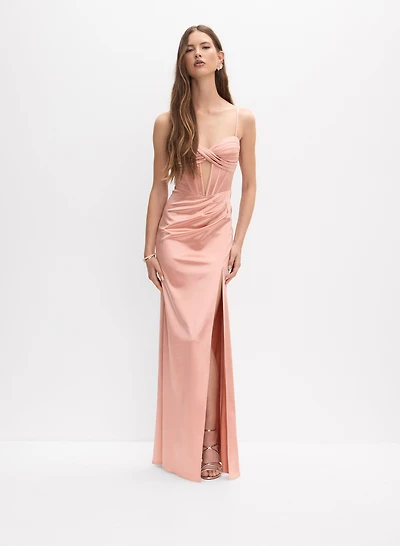 Satin Cut-Out Detail Dress