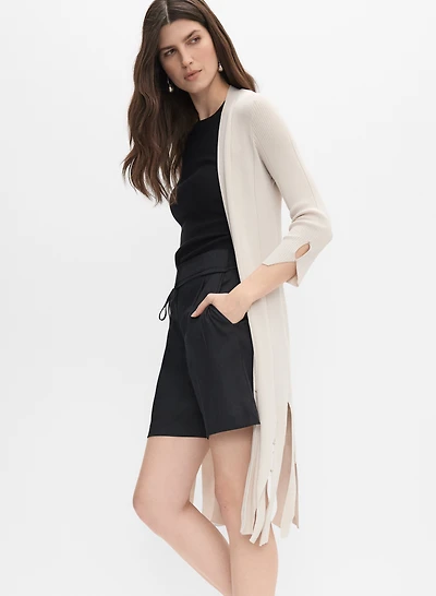Cardigan long à ourlet découpé