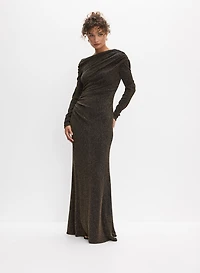 Robe longue asymétrique à fronces
