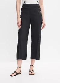 Linen-Blend Culotte Pants