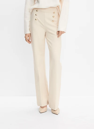 Pantalon Soho large à boutons décoratifs