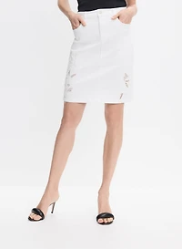 Jupe en denim à broderies