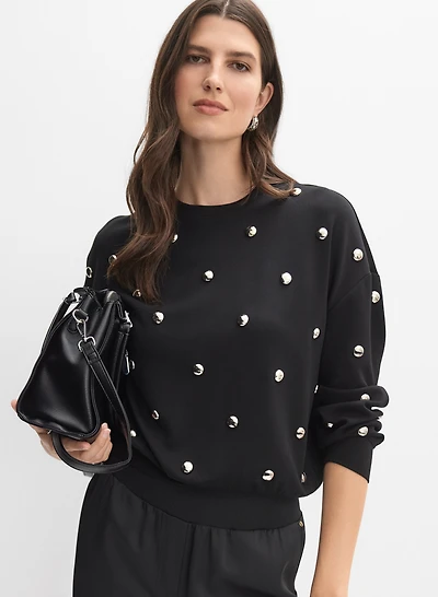 Embellished Crew Neck Top