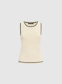 Sleeveless Pearl Trim Sweater
