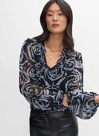 Graphic Rose Print Blouse