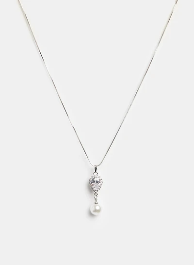 Pearl Drop Crystal Pendant Necklace
