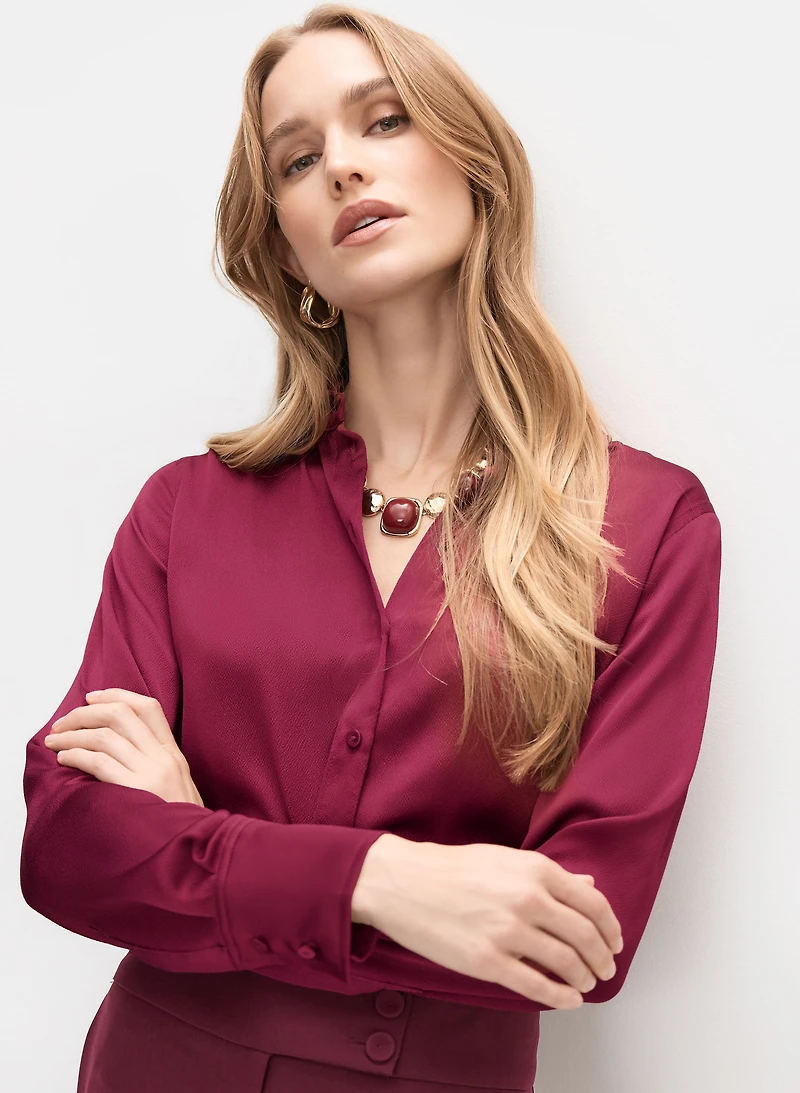 Satin Button-Down Blouse