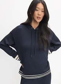 Striped Trim Hooded Sweatshirt