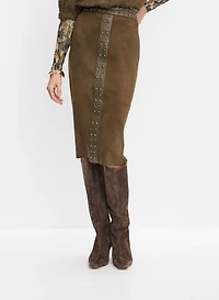 Faux-Suede Midi Skirt