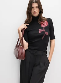 Beaded Floral Motif Sweater