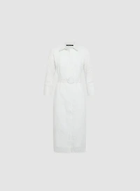 Button-Front Eyelet Shirt Dress