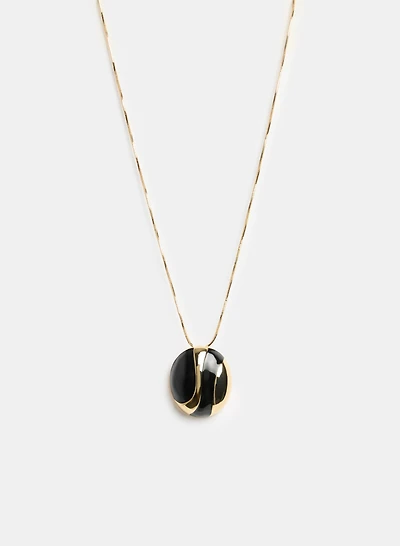 Oval Enamel Pendant Necklace