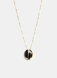 Oval Enamel Pendant Necklace