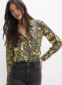 Printed Button-Down Blouse