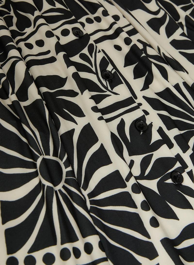 Tropical Print Shirt Dress