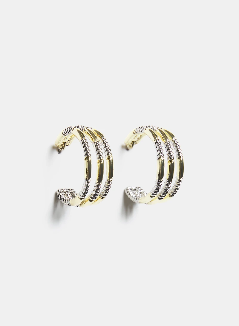 Boucles d'oreilles en anneaux à deux tons