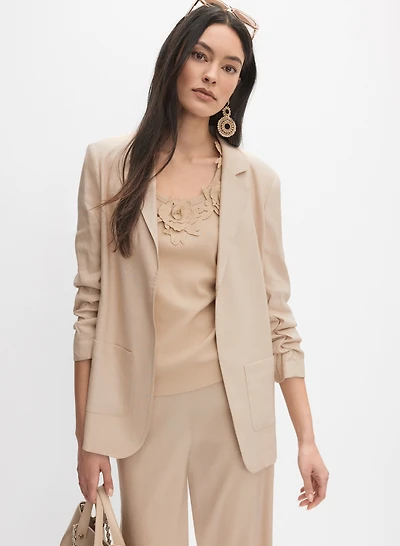Blazer ouvert en mélange de lin