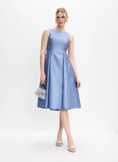 Adrianna Papell - Satin Box Pleat Dress