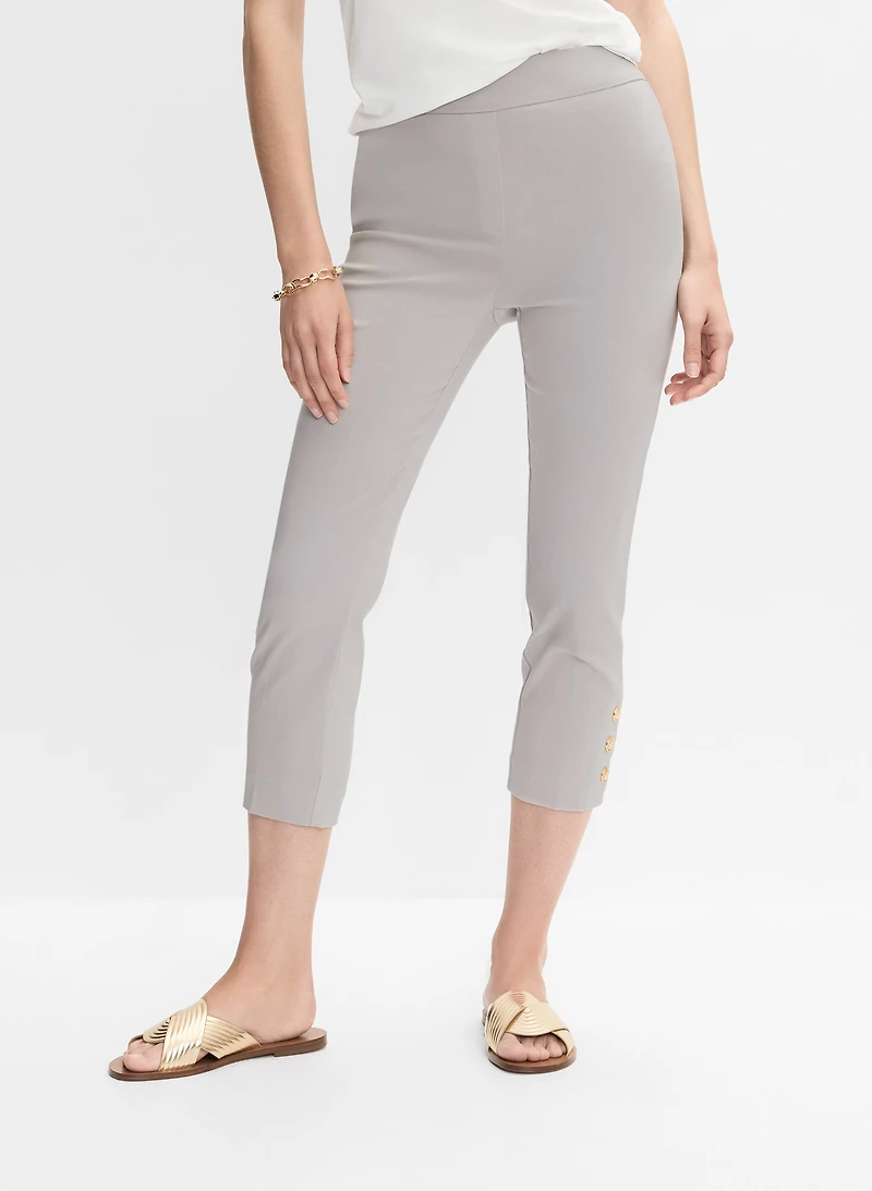 Buttoned Hem Capris