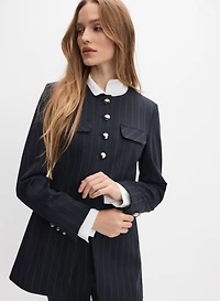 Pinstripe Long Blazer