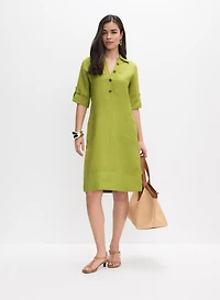 Linen-Blend Shirt Dress
