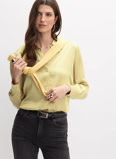 Satin Button-Down Blouse