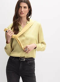 Satin Button-Down Blouse