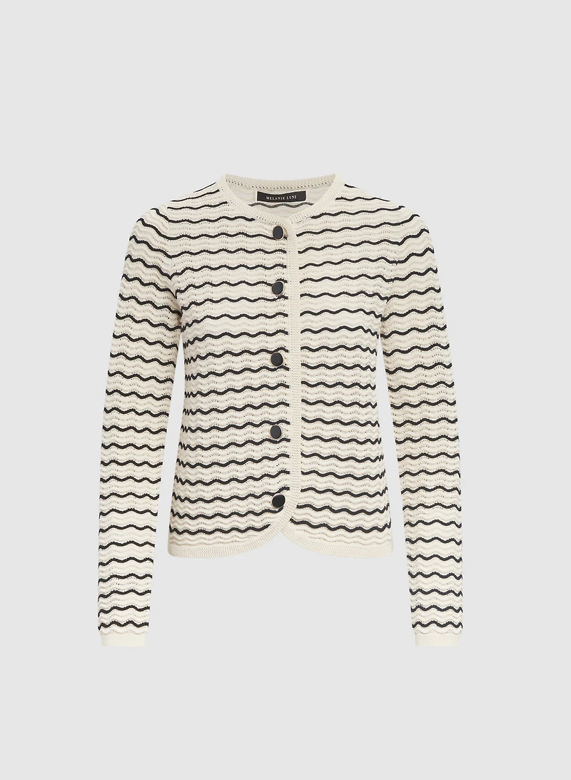 Wave Stitch Pointelle Cardigan