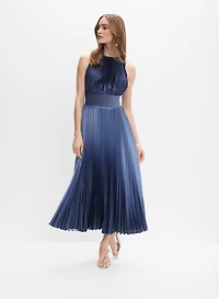 Plissé Ombre Satin Dress