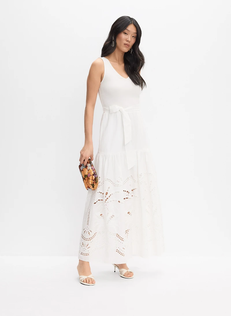 Robe maxi en coton à découpes